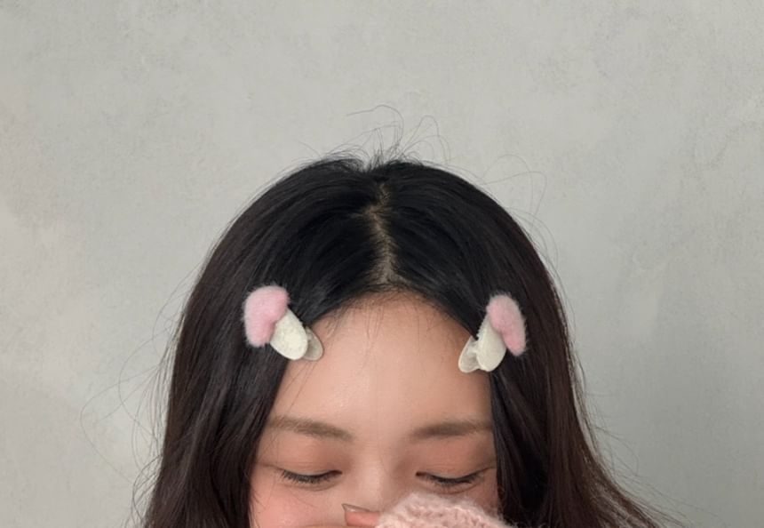 Fluffy Heart Set Hair Clip
