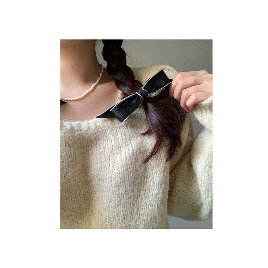 Hair Contrast Bow Set Clip / Trim