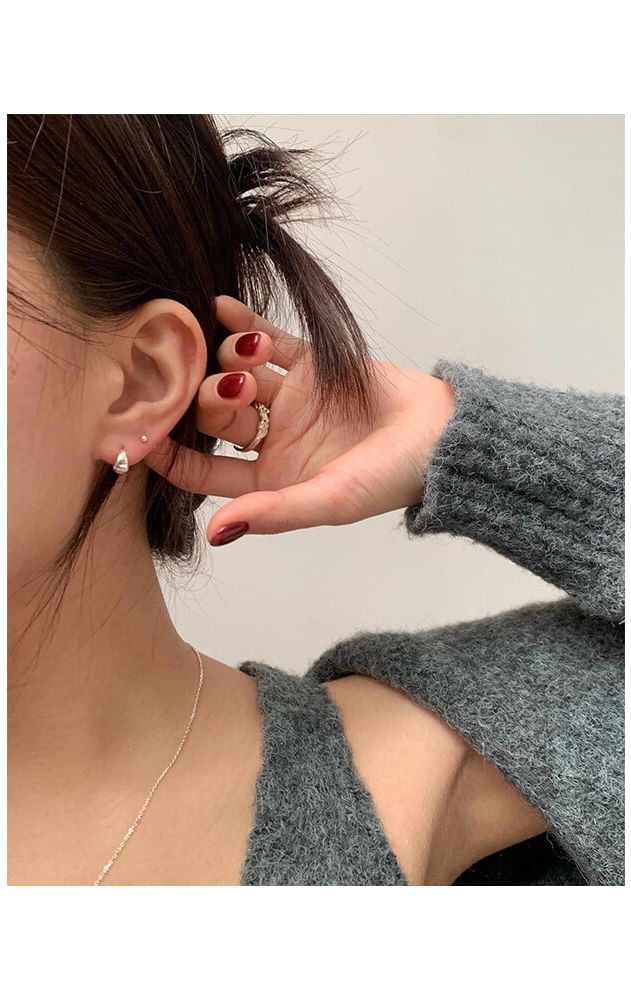 Glossy Sterling Silver Hoop Earring 925