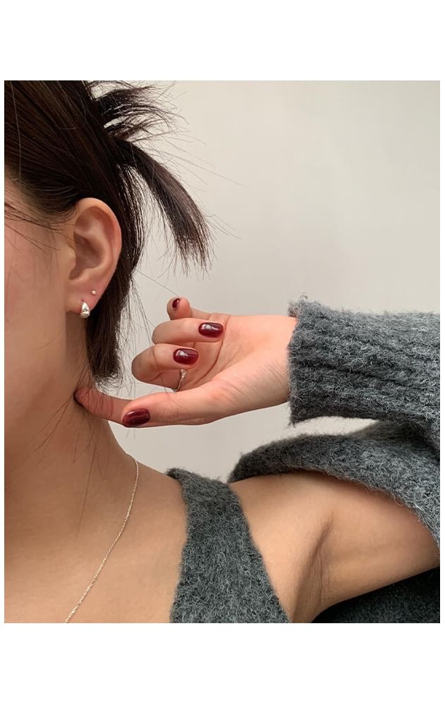 Glossy Sterling Silver Hoop Earring 925