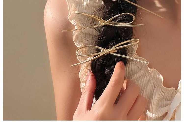 Clip Hair Set Metallic Bow