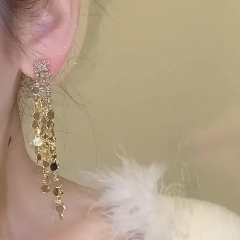 Dangle Long Tassel Rhinestone Earring