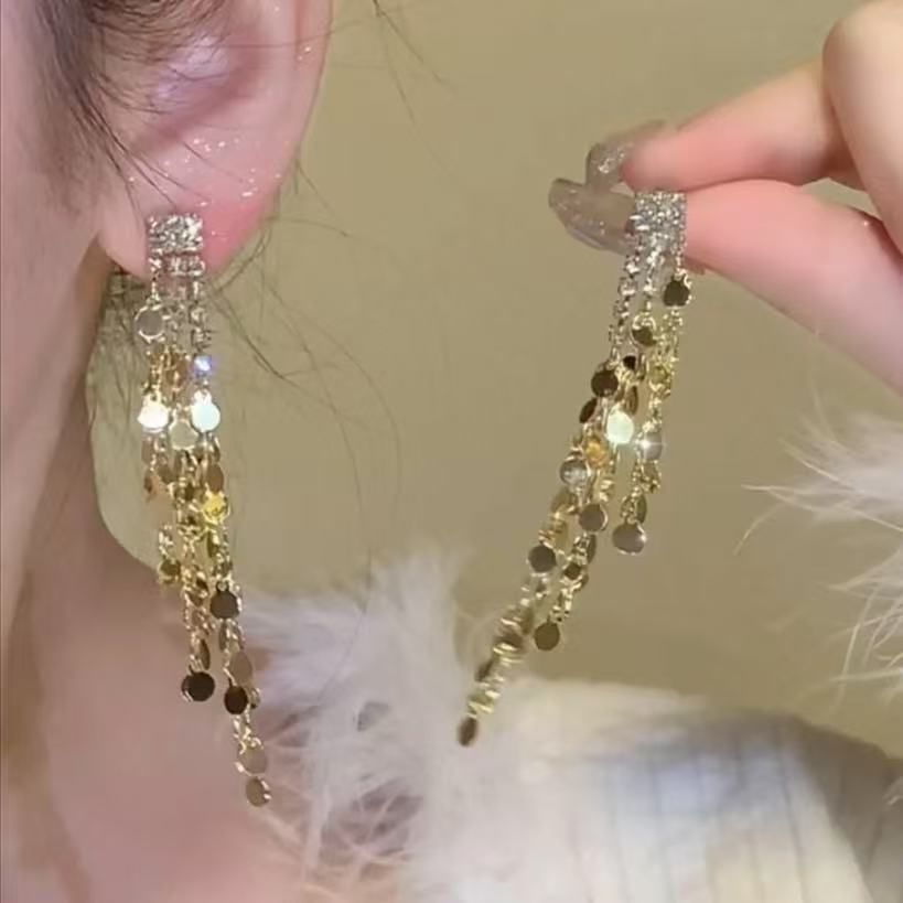 Dangle Long Tassel Rhinestone Earring