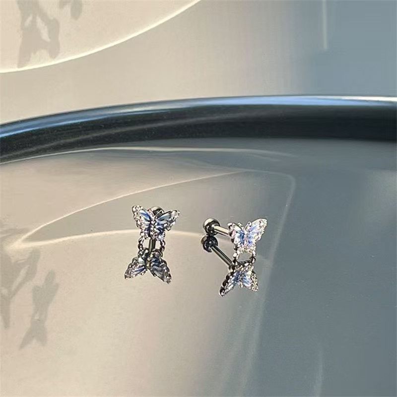 Stud Butterfly Rhinestone Earring