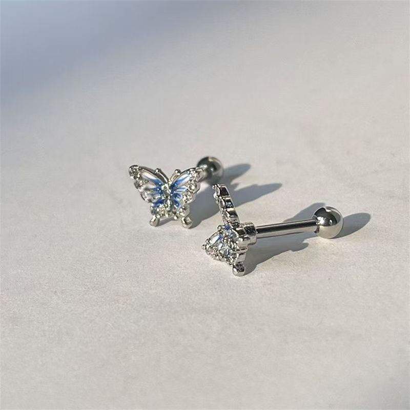 Stud Butterfly Rhinestone Earring