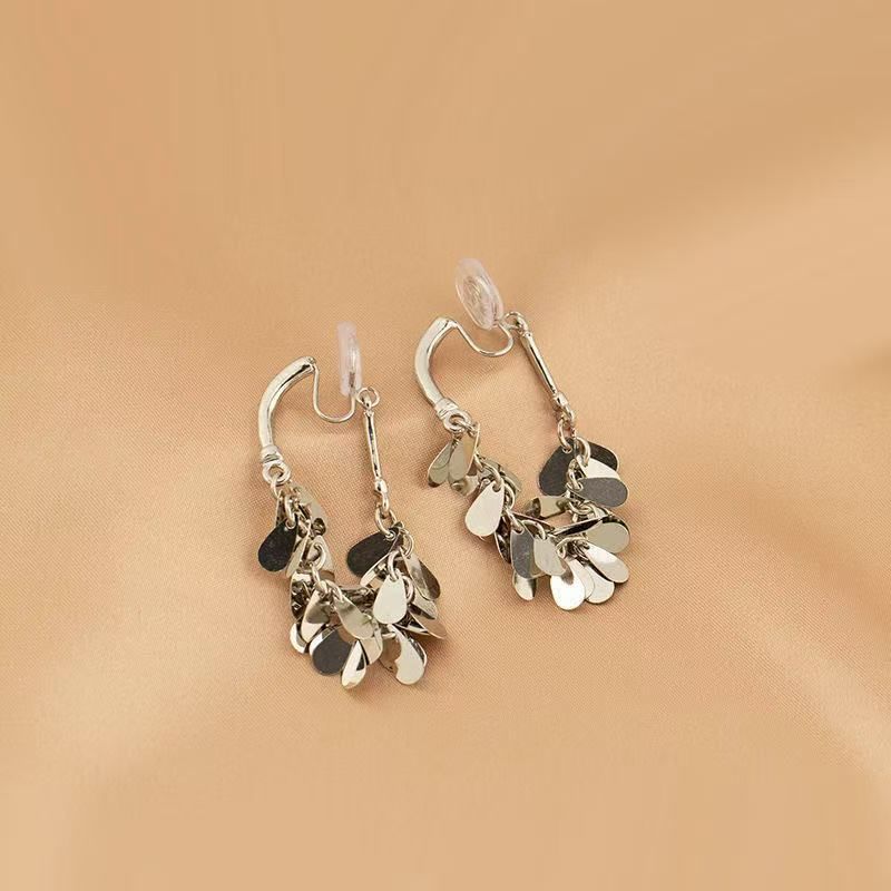 Dangle Earring Disc Fringed Alloy