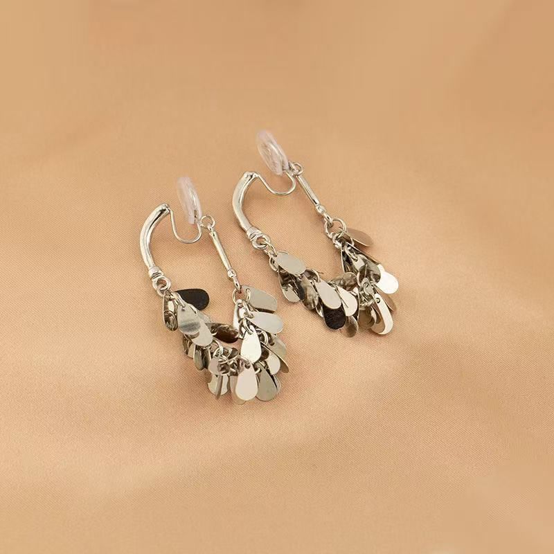 Dangle Earring Disc Fringed Alloy
