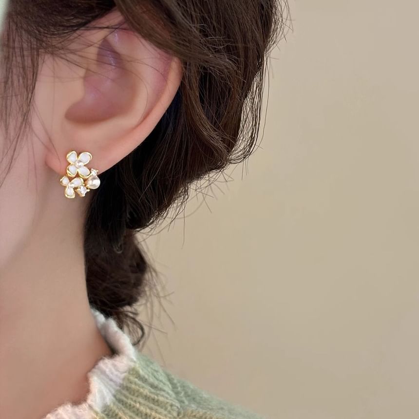 Ear Earring Floral Cuff Pearl Alloy / Stud Faux