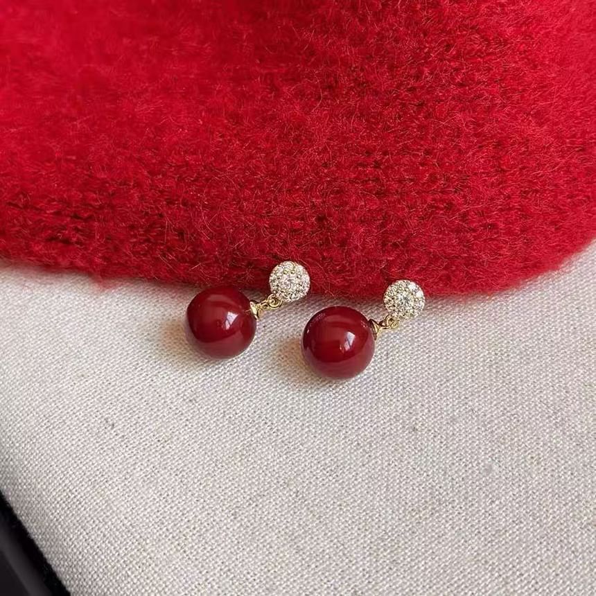 Rhinestone Drop Earring Alloy Bead