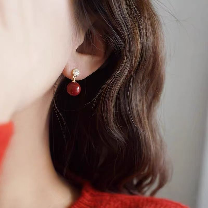 Rhinestone Drop Earring Alloy Bead