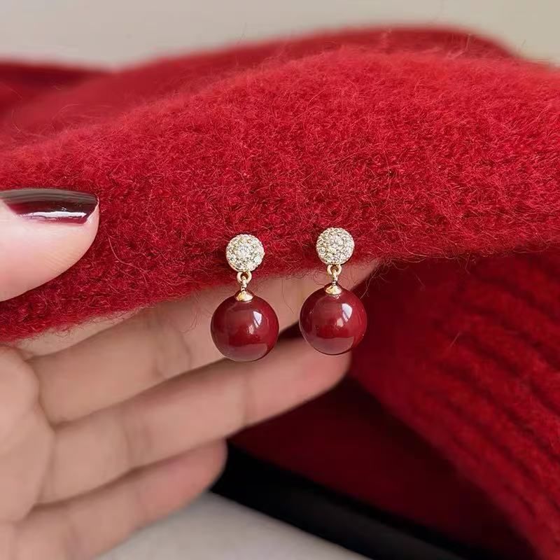 Rhinestone Drop Earring Alloy Bead