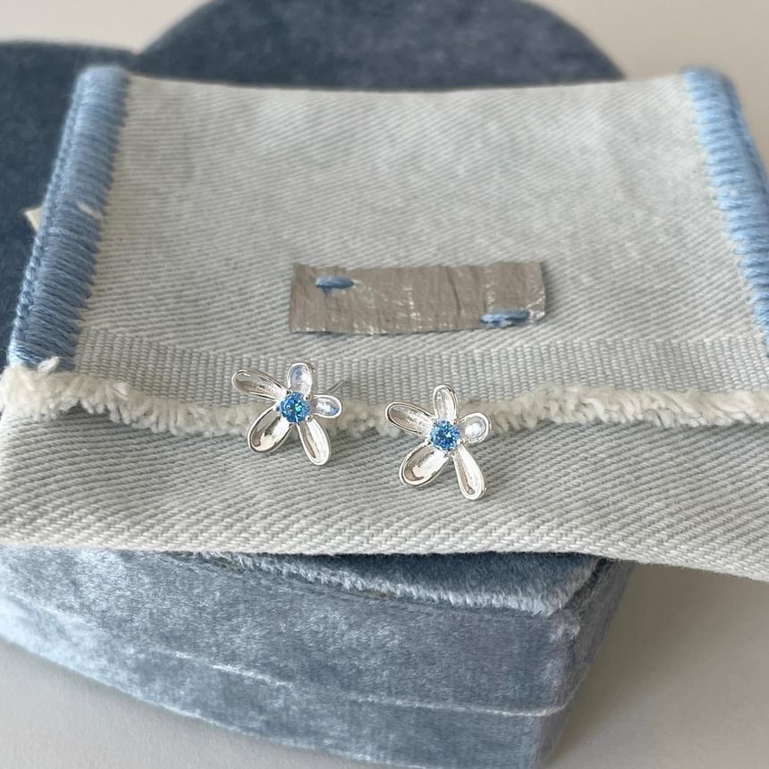 Rhinestone Stud Floral Earring Alloy