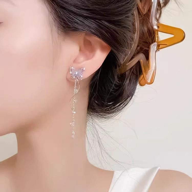 Earring Alloy Butterfly Dangle