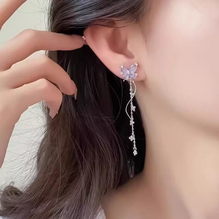 Earring Alloy Butterfly Dangle
