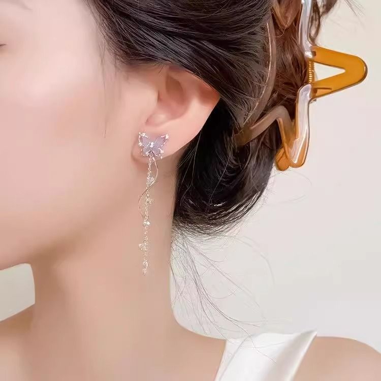 Earring Alloy Butterfly Dangle