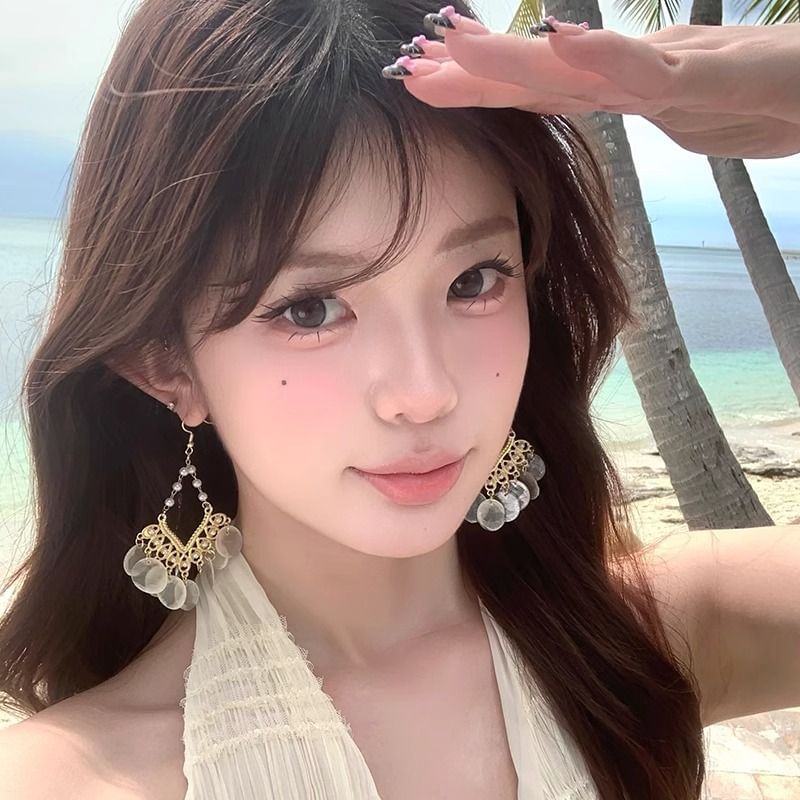 Earring Shell Disc Alloy Chandelier
