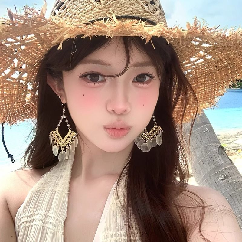Earring Shell Disc Alloy Chandelier