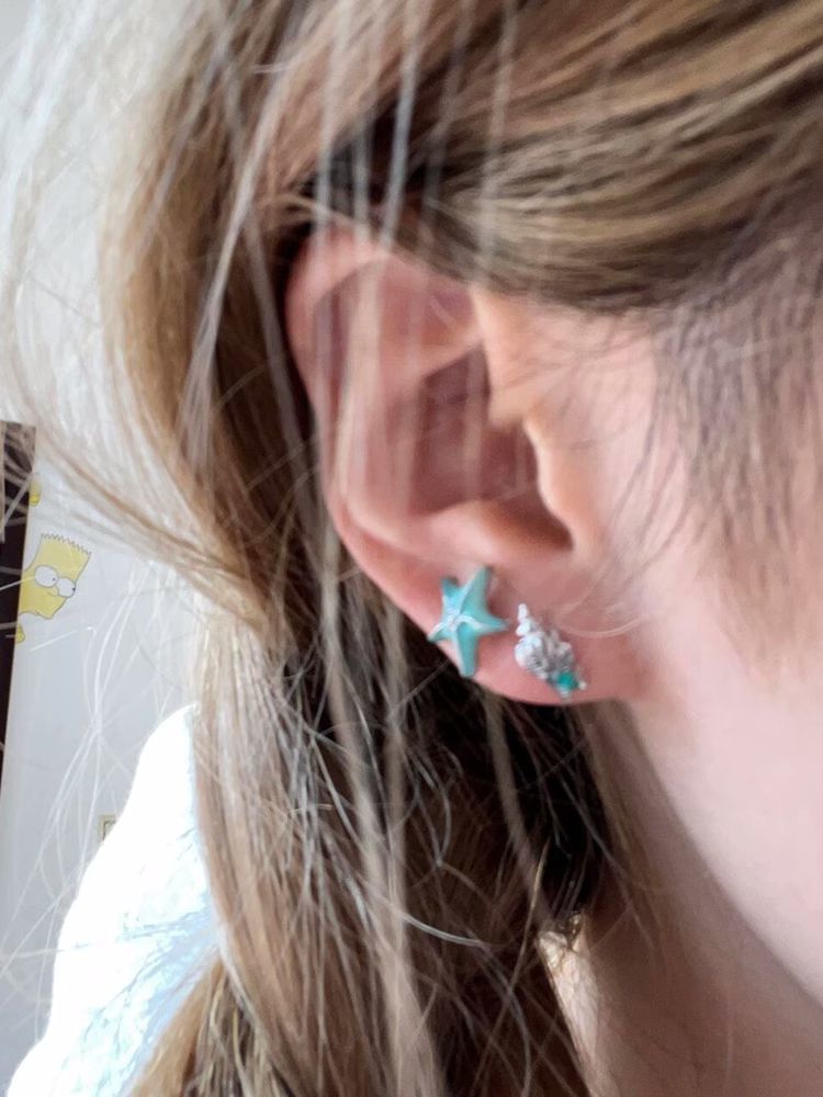 Earring Starfish Alloy Asymmetrical Stud