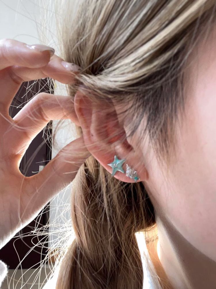 Earring Starfish Alloy Asymmetrical Stud