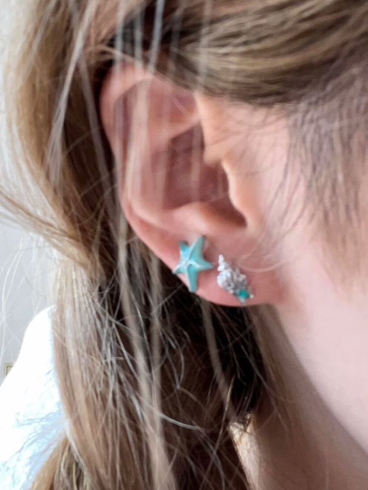 Earring Starfish Alloy Asymmetrical Stud