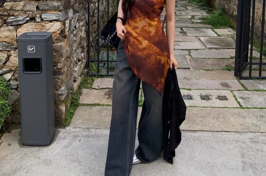 Long Asymmetrical Top Dye Camisole Tie