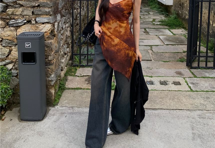 Long Asymmetrical Top Dye Camisole Tie