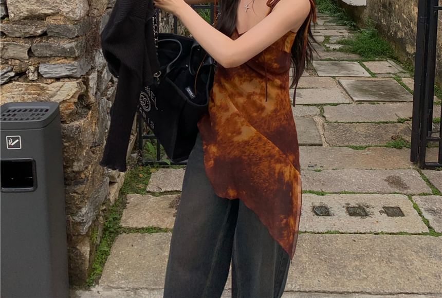Long Asymmetrical Top Dye Camisole Tie
