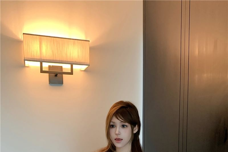 Blouse Sleeve Stand Plain High Waist Cap Collar Frill Bow Shorts /