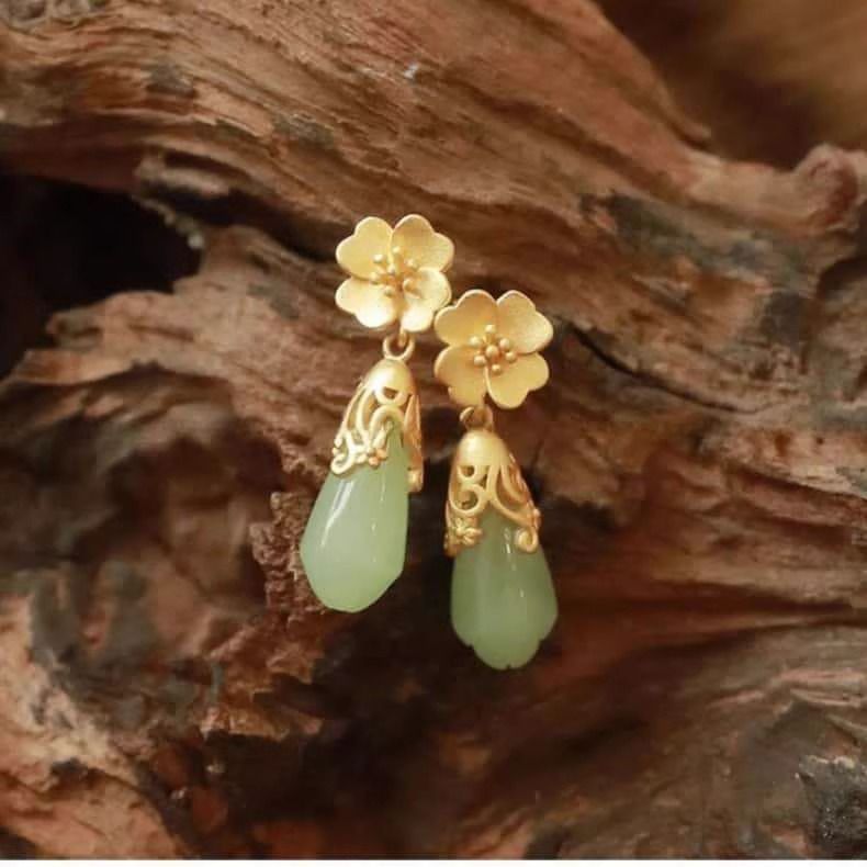 Gemstone Alloy Earring Drop Faux Floral