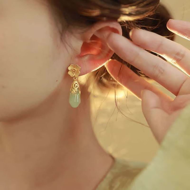 Gemstone Alloy Earring Drop Faux Floral