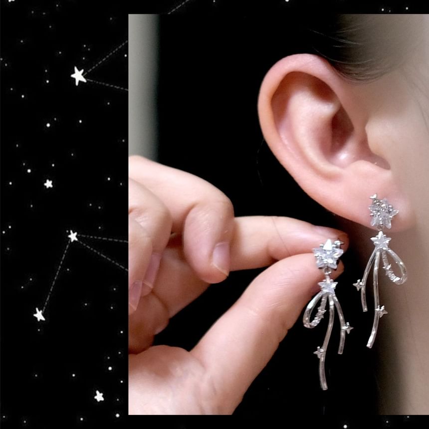 Bow Star Rhinestone Alloy Earring Drop