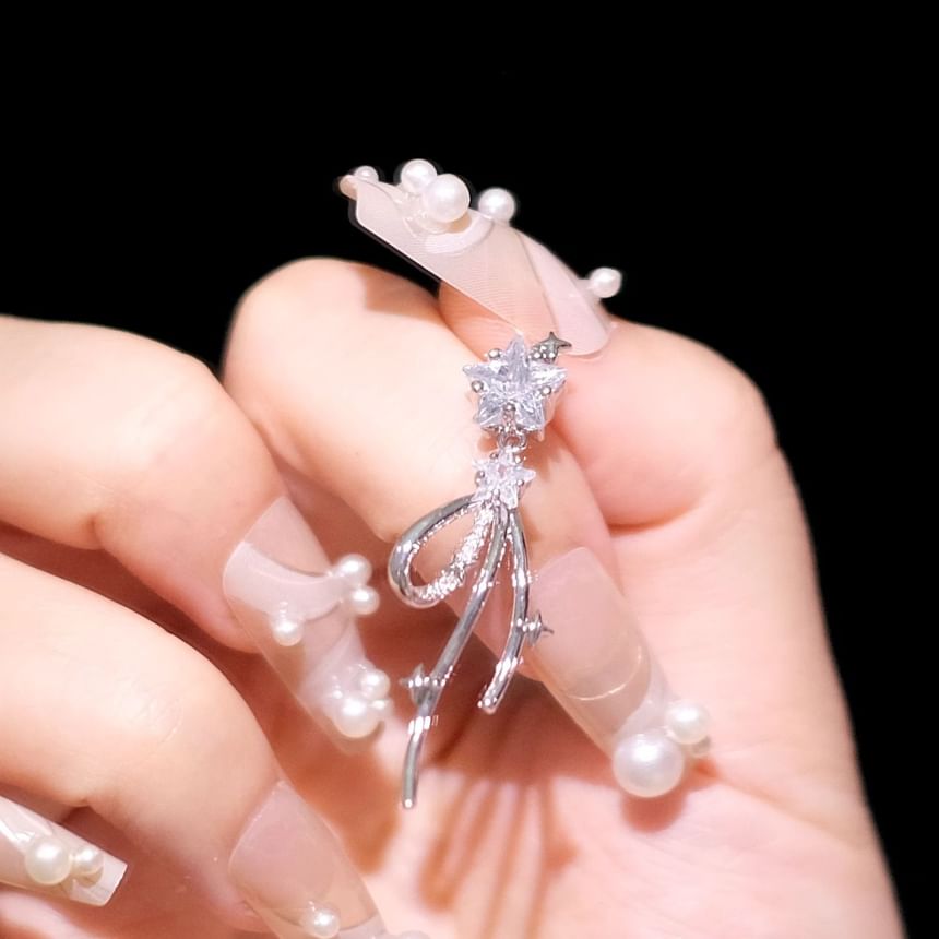 Bow Star Rhinestone Alloy Earring Drop