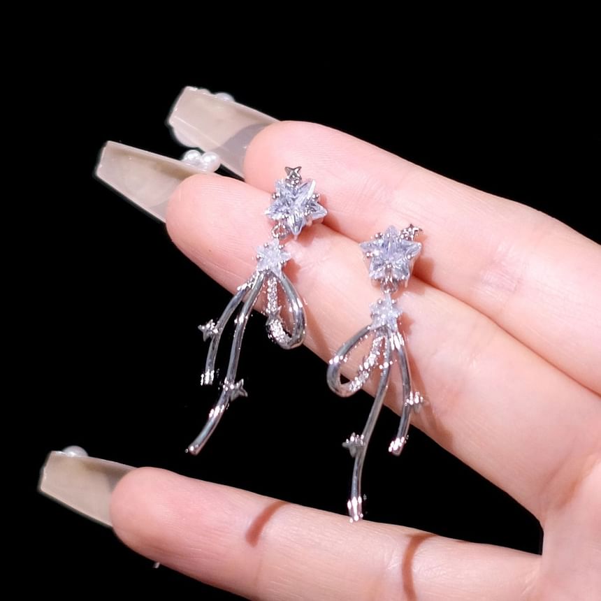 Bow Star Rhinestone Alloy Earring Drop