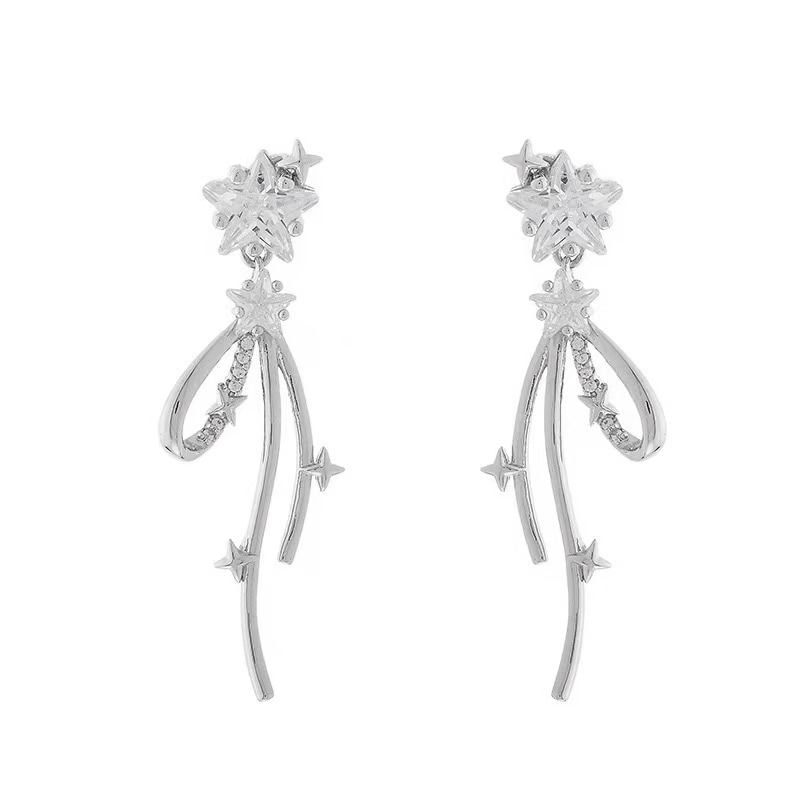 Bow Star Rhinestone Alloy Earring Drop