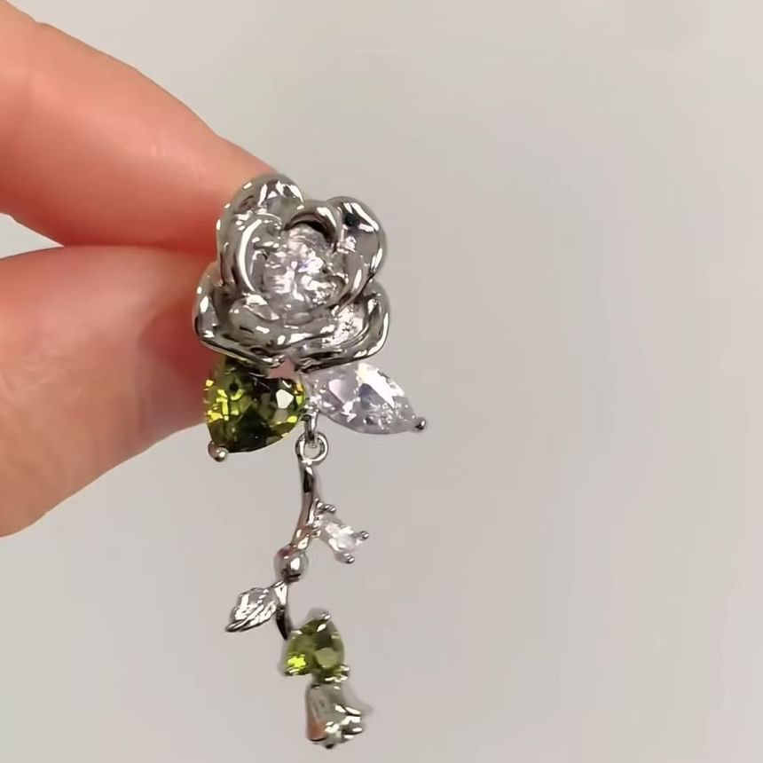 Earring Rhinestone Alloy Dangle Floral