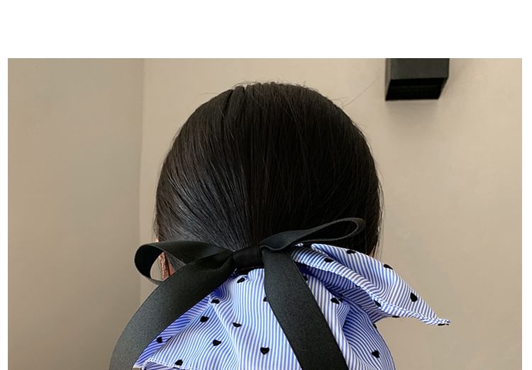 リボンプリントハートシュシュ ストライプ