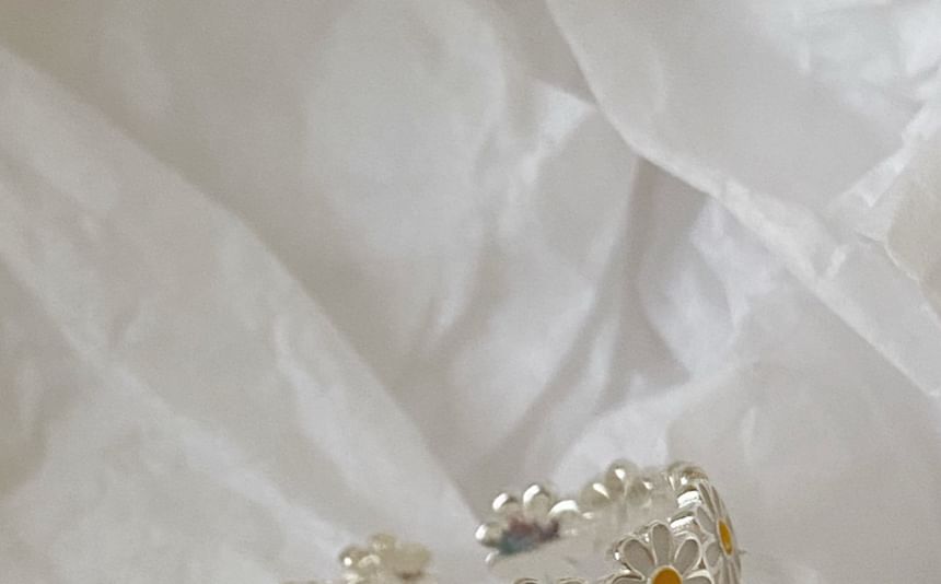Open Daisy Sterling Silver Enamel 925 Ring