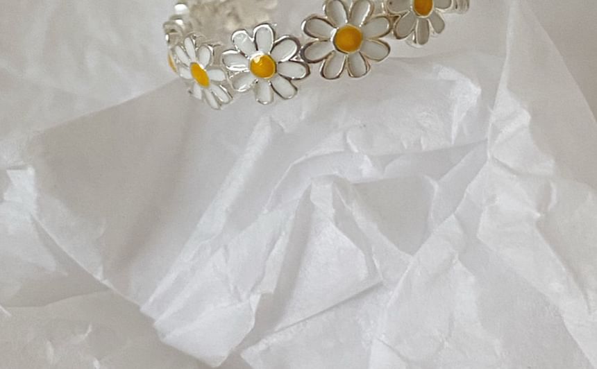 Open Daisy Sterling Silver Enamel 925 Ring