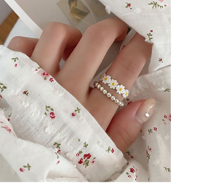 Open Daisy Sterling Silver Enamel 925 Ring