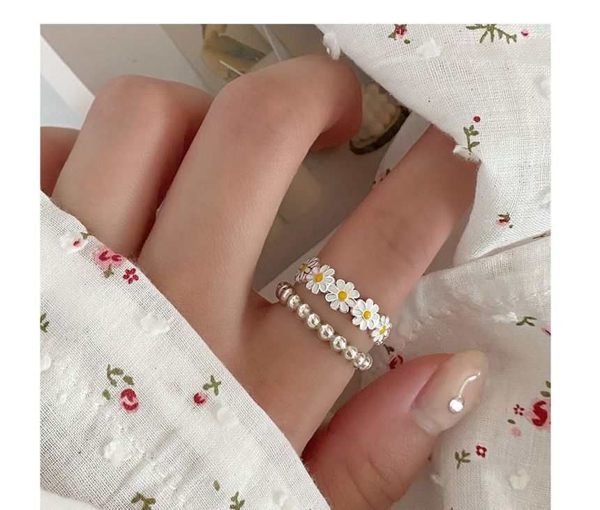 Open Daisy Sterling Silver Enamel 925 Ring
