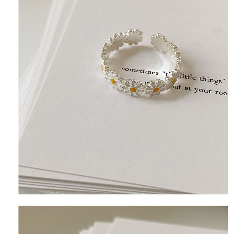 Open Daisy Sterling Silver Enamel 925 Ring