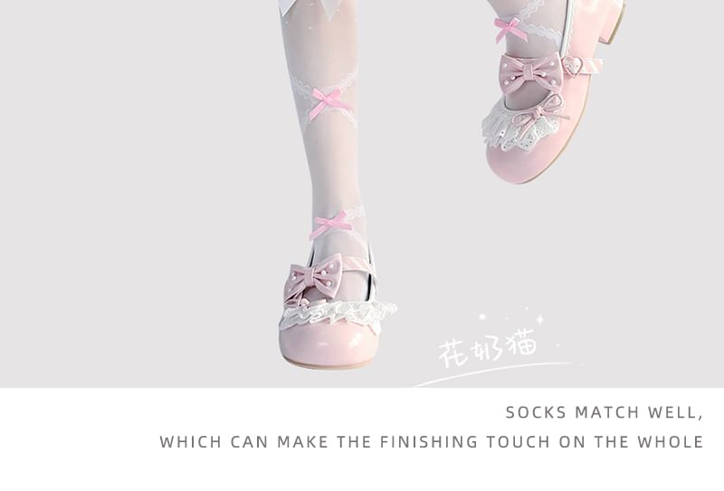 Bow High Knee Sheer Socks