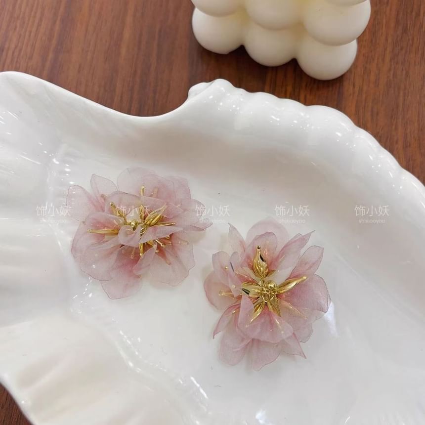 Drop Petal Earring Alloy Organza