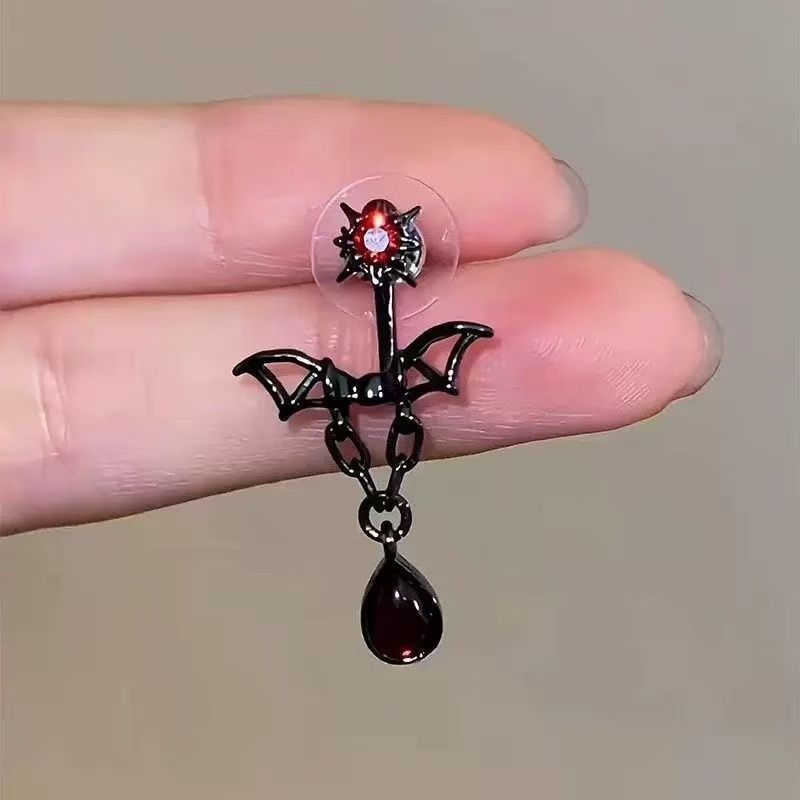 Rhinestone Alloy Dangle Earring Bat