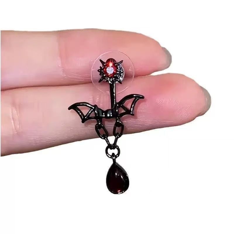 Rhinestone Alloy Dangle Earring Bat
