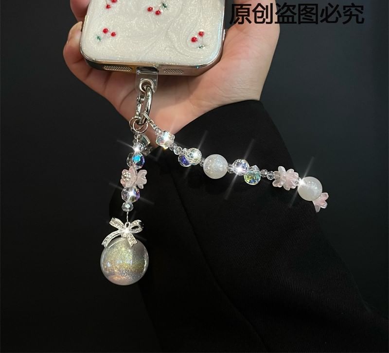 with Phone Lanyard Pearl Faux Pad