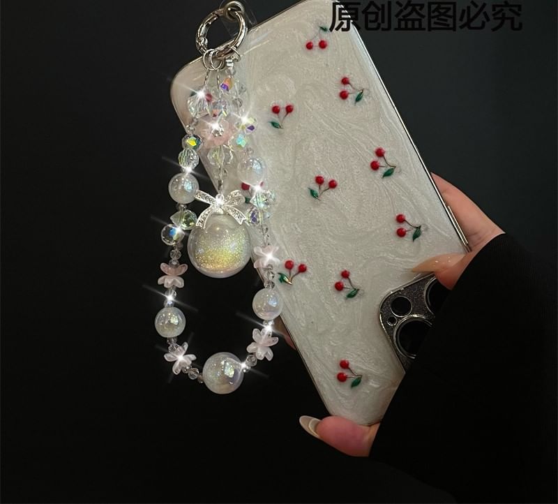 with Phone Lanyard Pearl Faux Pad