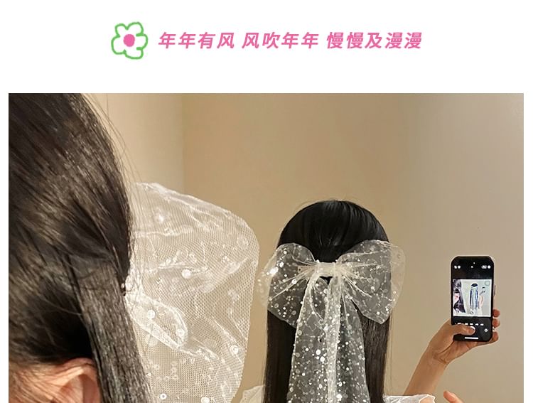 Bow Lace Sequined Hair Clip