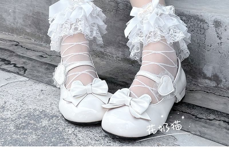 Sheer Lace Trim Socks Bow