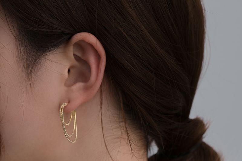 925 Layered Silver Hoop Sterling Earring